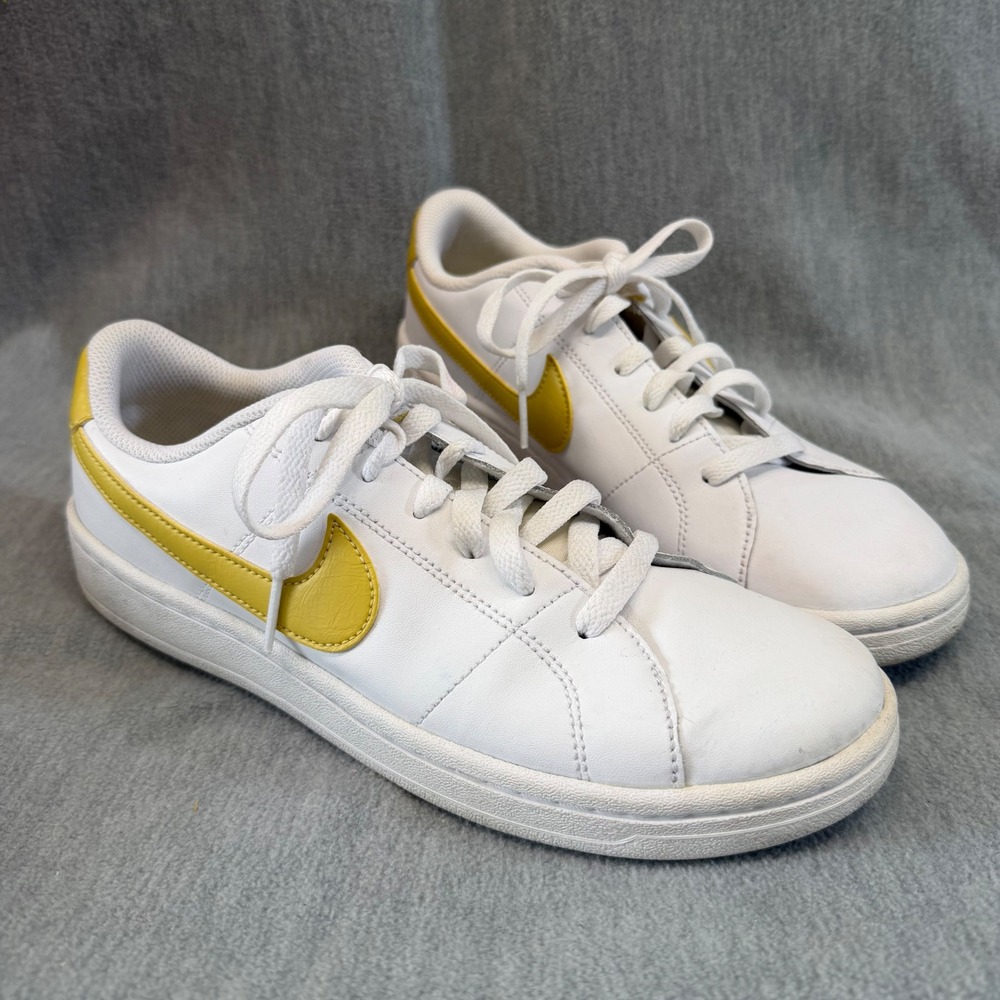Nike Court Royale 2 Sneakers Womens Size 9 White Yellow Good Low Top Leather